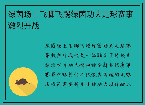 绿茵场上飞脚飞踢绿茵功夫足球赛事激烈开战 